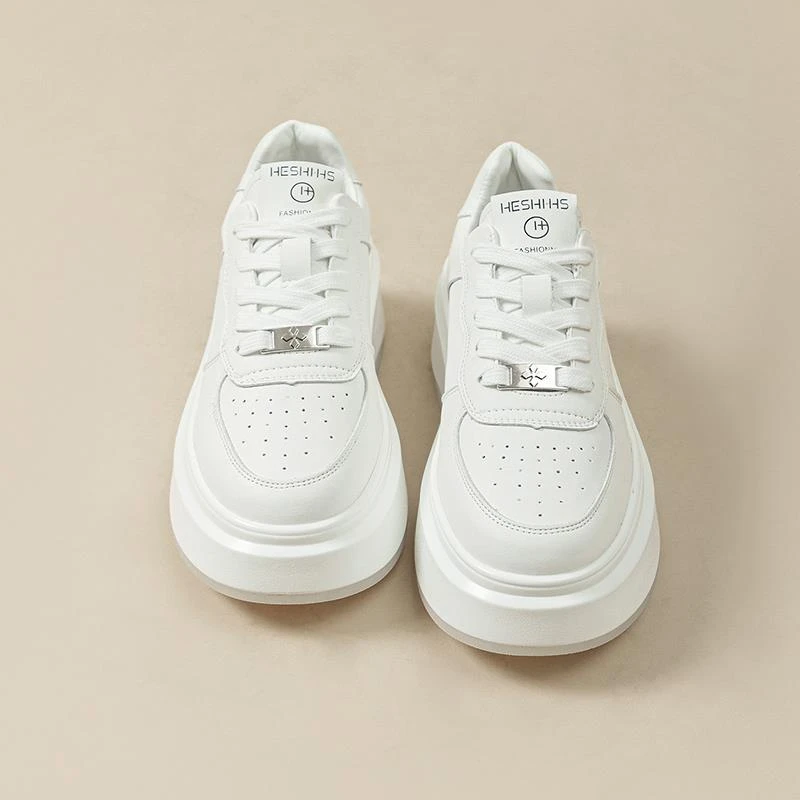 厚底真皮小白鞋女2025年春夏季新款韩版百搭板鞋增高运动休闲鞋