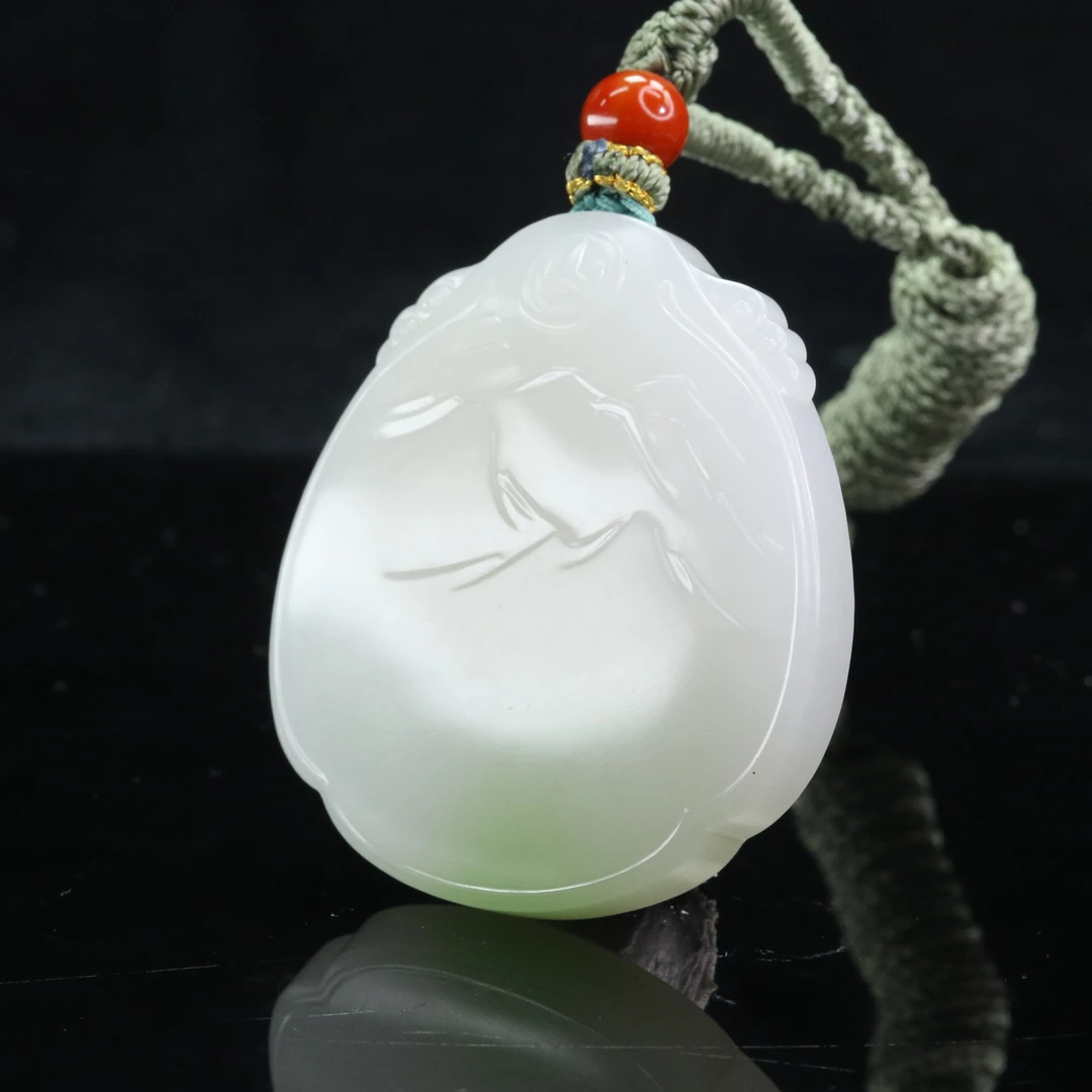 15和田玉翠青山水吊坠/600491北京中保拍卖