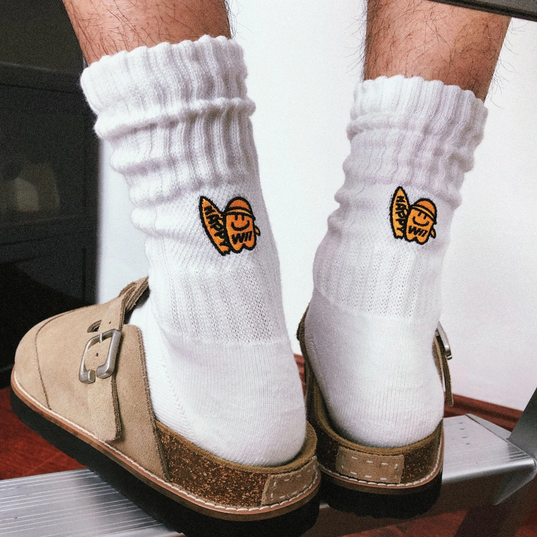 TREETALLIFE日系潮袜冲浪小黄人春秋毛巾底中筒长袜堆堆袜吸汗