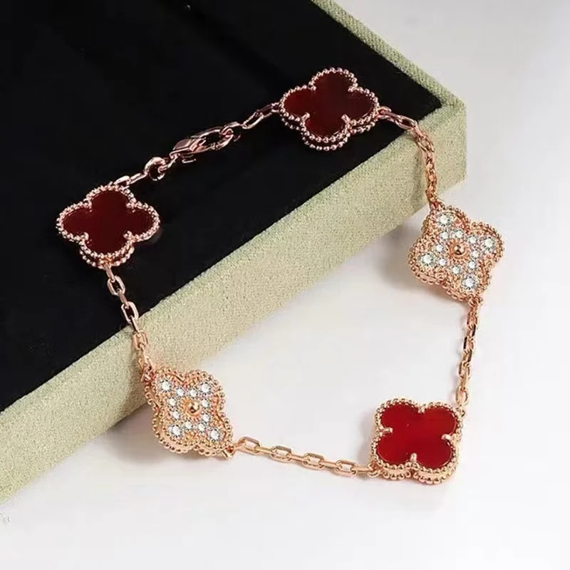 钛钢手链 【直播间同款】216-TX4720H跨境镭射间色四叶草手链