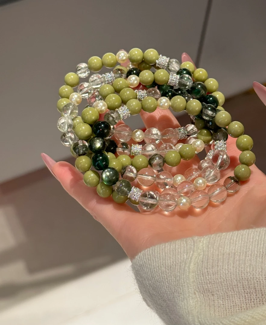 E31《青草慕斯》牛油果绿锂手串