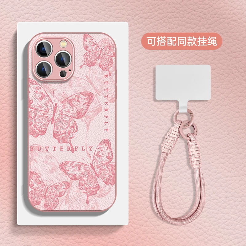 适用于苹果16华为OPPO小米VIVO时尚创意金属漆小羊皮手机壳HA0377