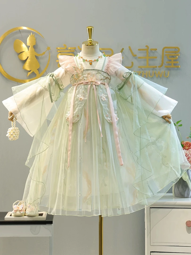 2025新款女童汉服绿野仙踪清新淡雅古风裙齐胸襦裙古风