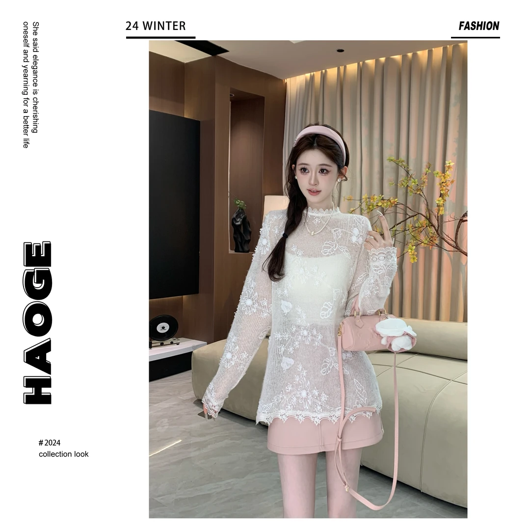 婉婉定制●蕾丝上衣显瘦重工时尚网红镂空设计感轻奢预Q4SY2849A