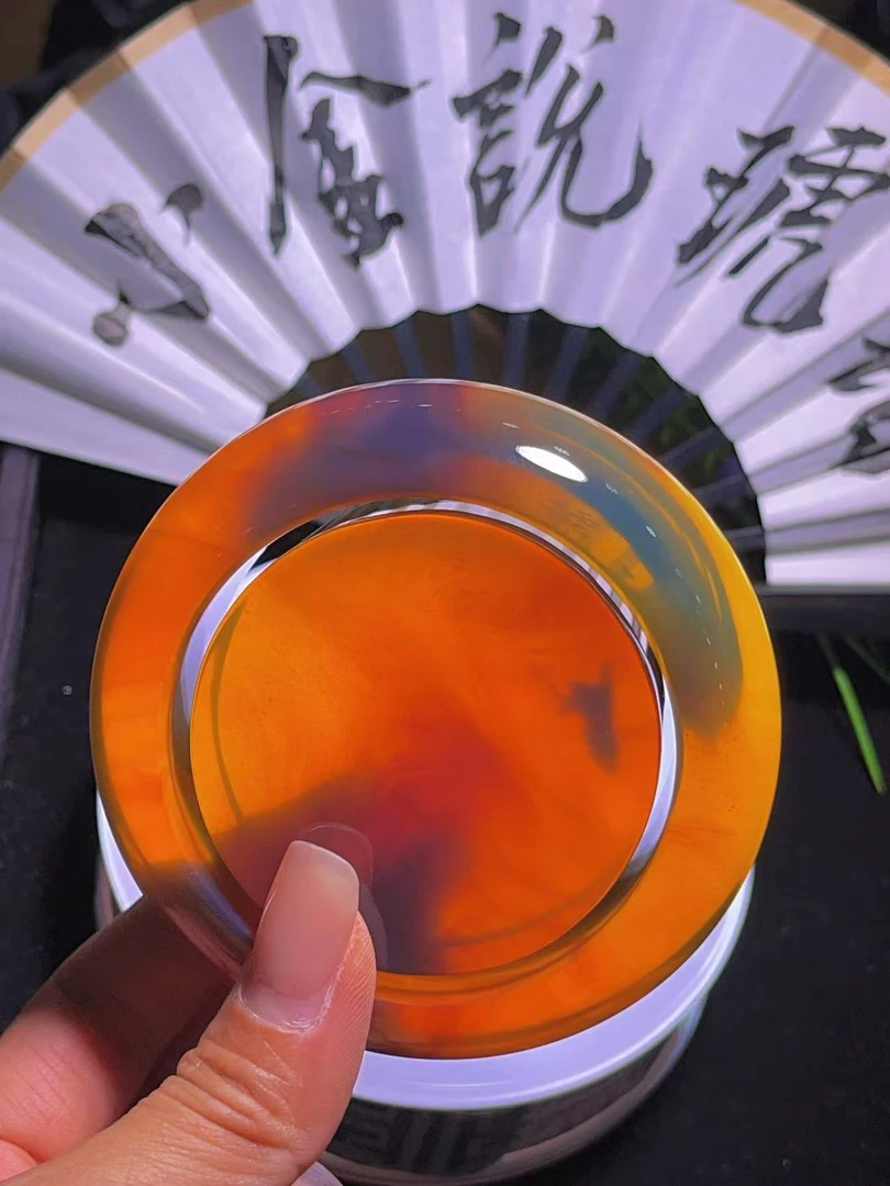 缅甸琥珀 顶果冻底三色手镯