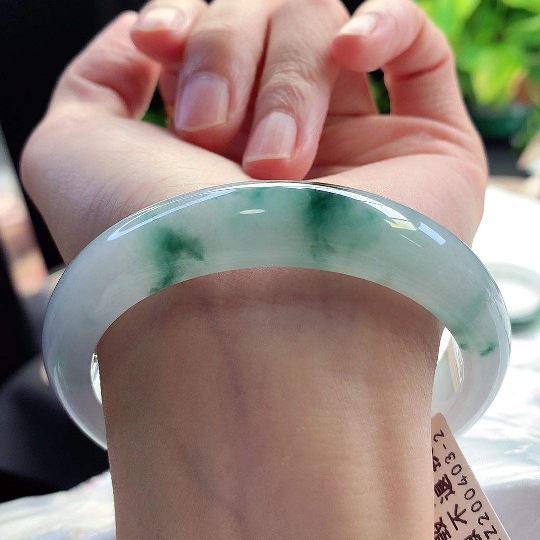 未镶嵌手镯翡翠58-59圈口冰飘花性价比超高7号