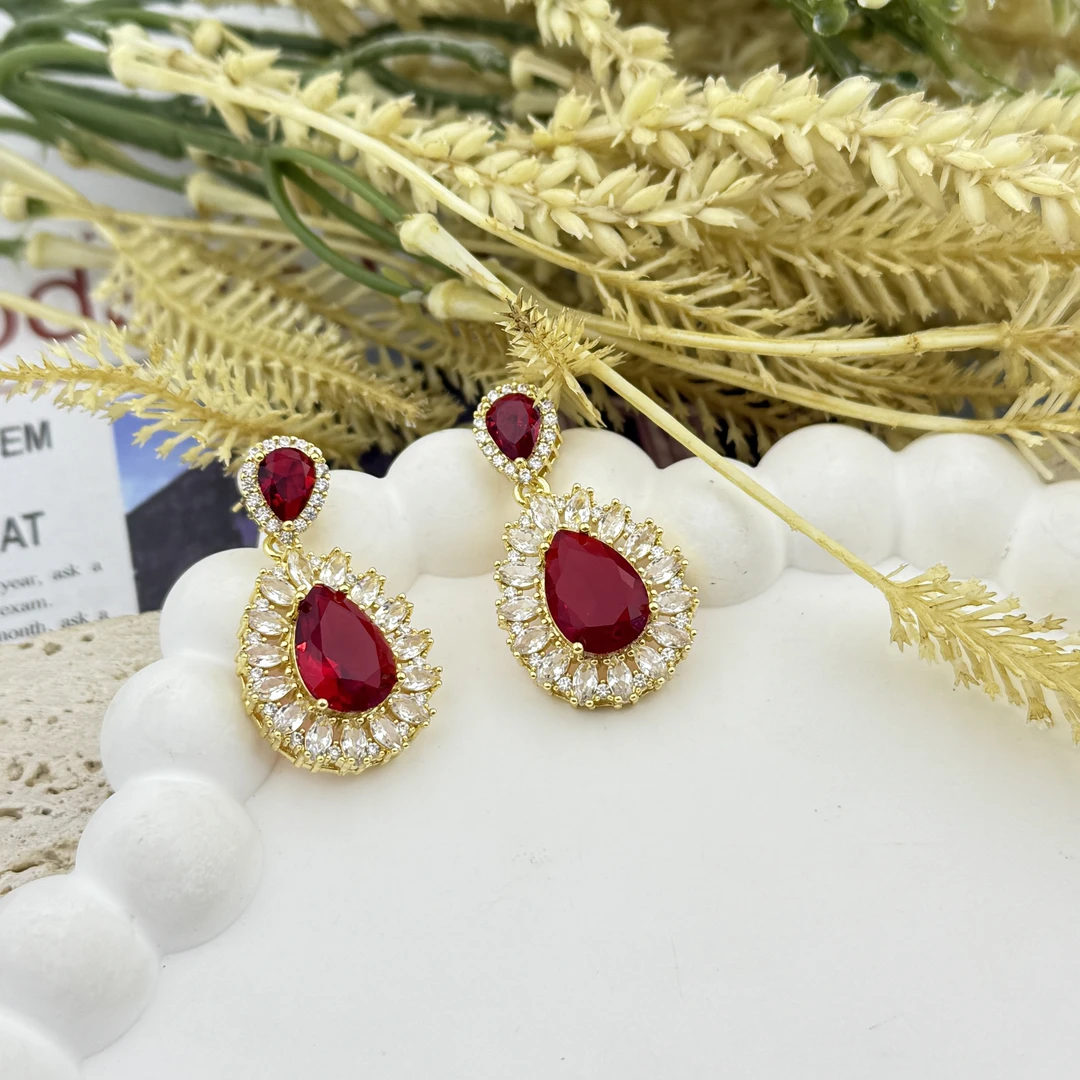 铜合金合成锆石耳饰 P0169-铜合金锆石耳环