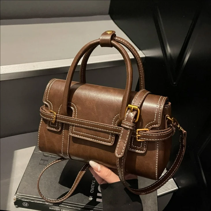 鹏来复古通勤手提包包女2025秋冬新款韩版时尚斜挎包休闲单肩小方