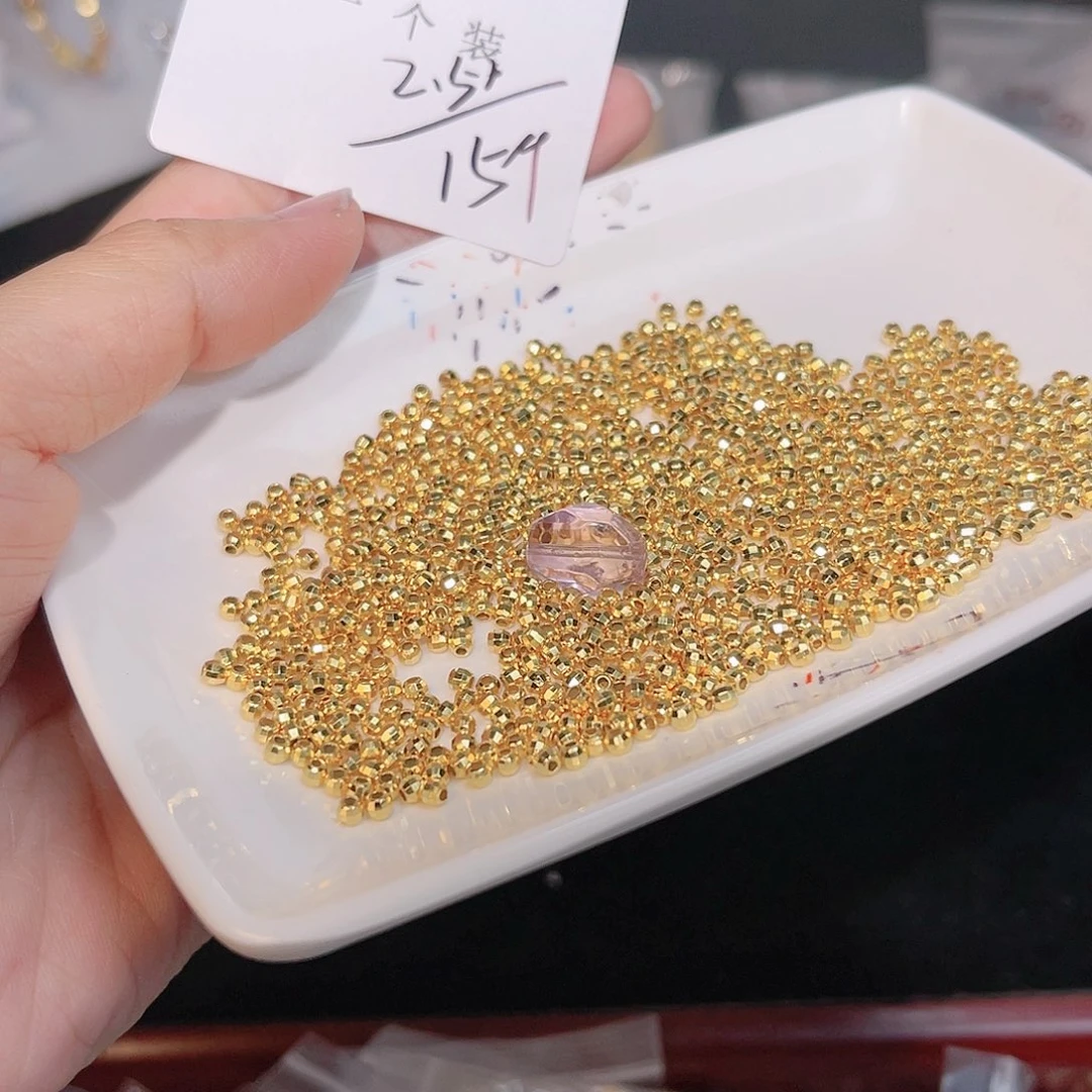 水晶珠宝半成品银S925镀金镶嵌48