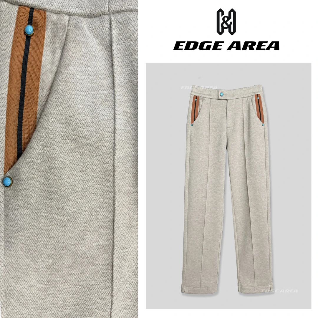 【EDGE AREA】奢潮高定秋冬新款羊毛绿松石系列直筒裤保暖熙度681