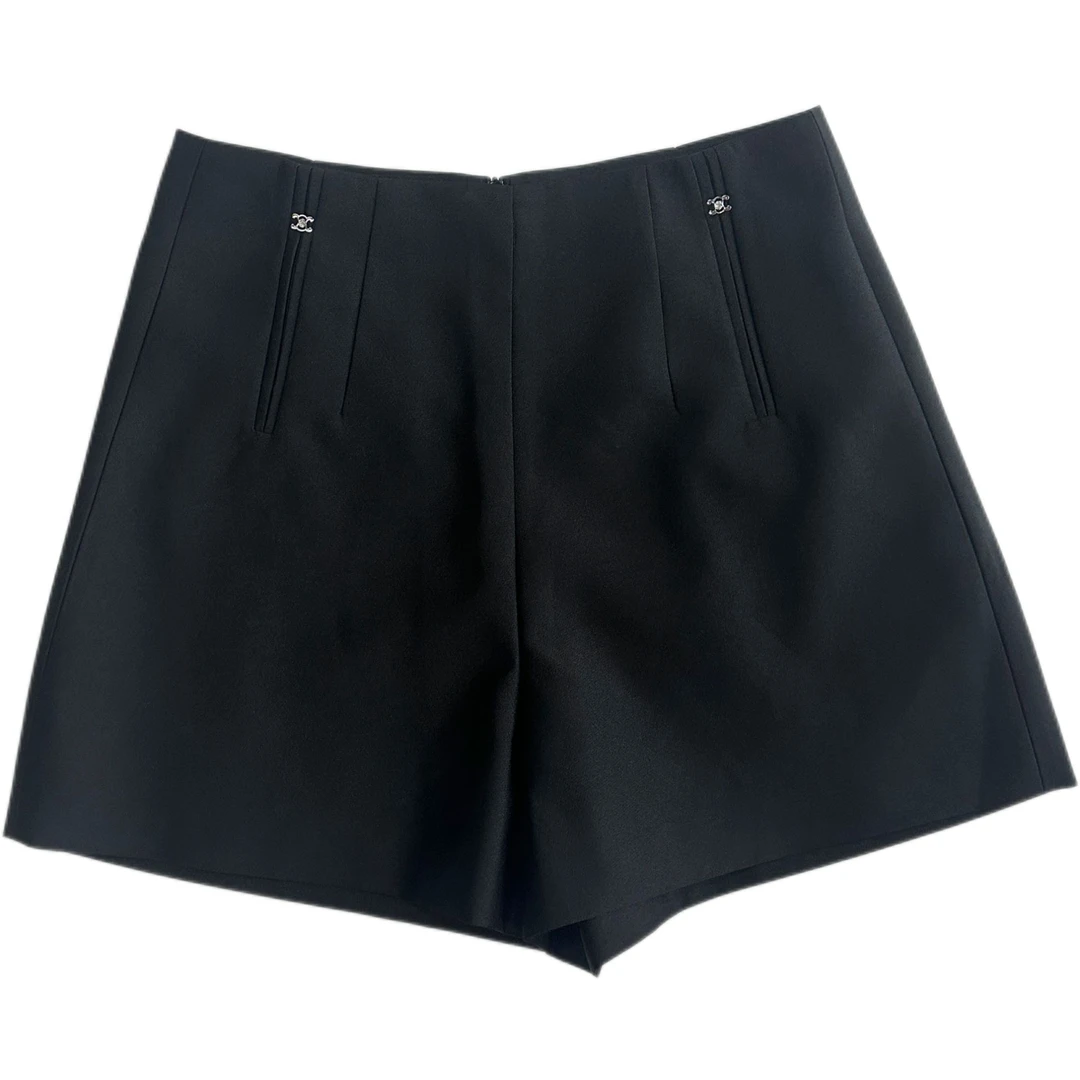 高腰显瘦气质百搭休闲西装短裤夏季简约后拉链黑色黄色短裤