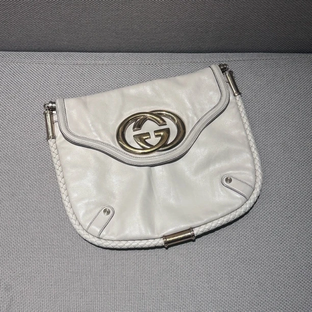 95新 GUCCI/古驰 古驰白色大logo单肩包