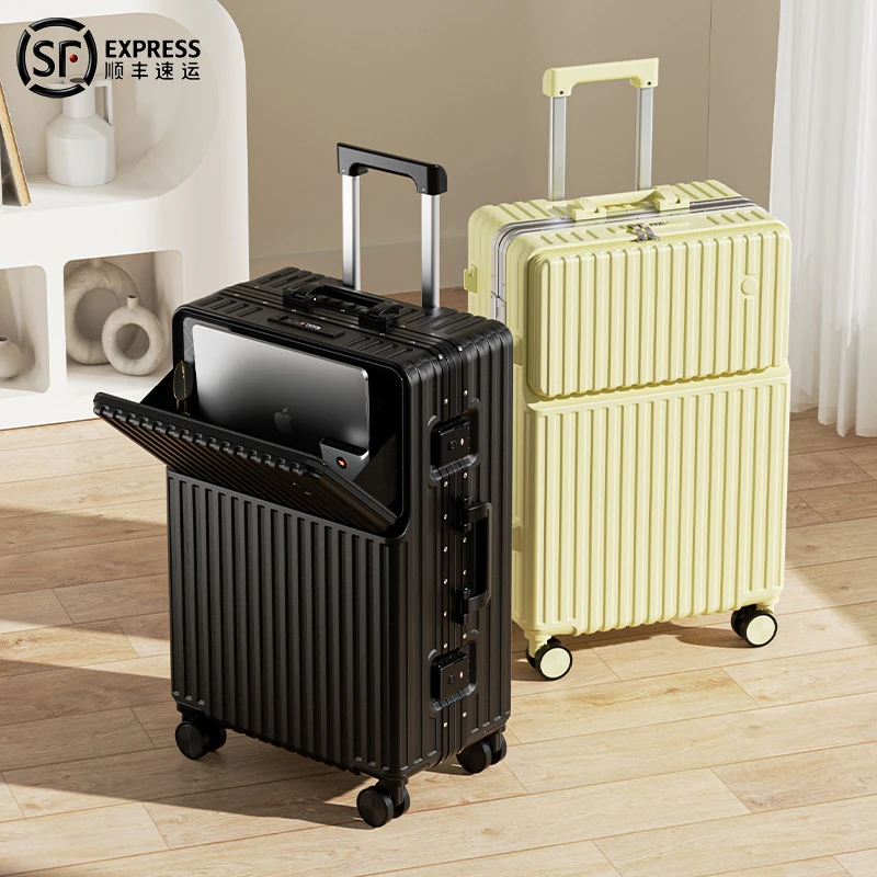 新款大容量行李箱前置开口休闲旅行箱加厚男女拉杆箱轻便登机箱