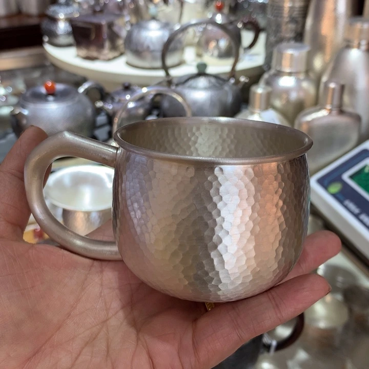 足银999锤纹茶杯160容量