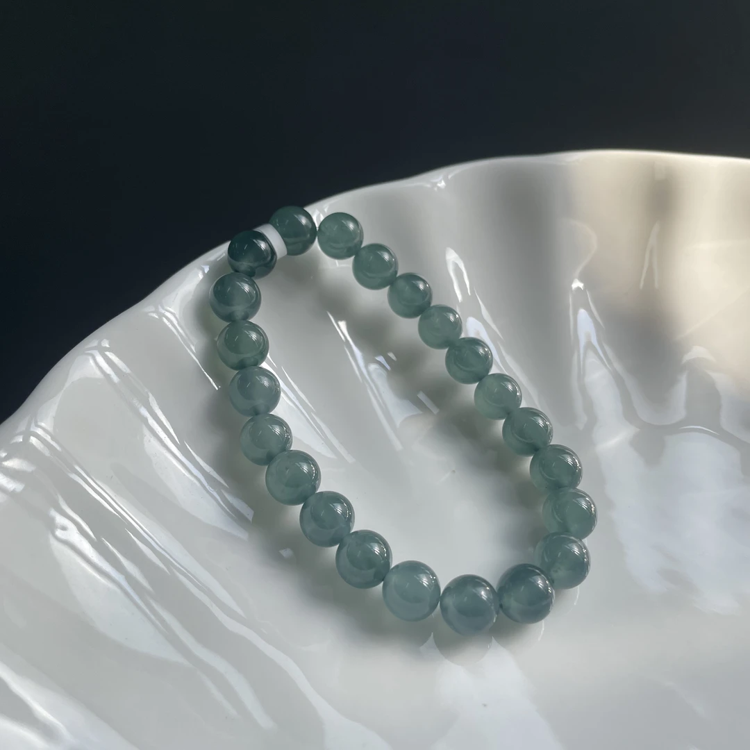翡翠圆珠约8mm+单圈手串