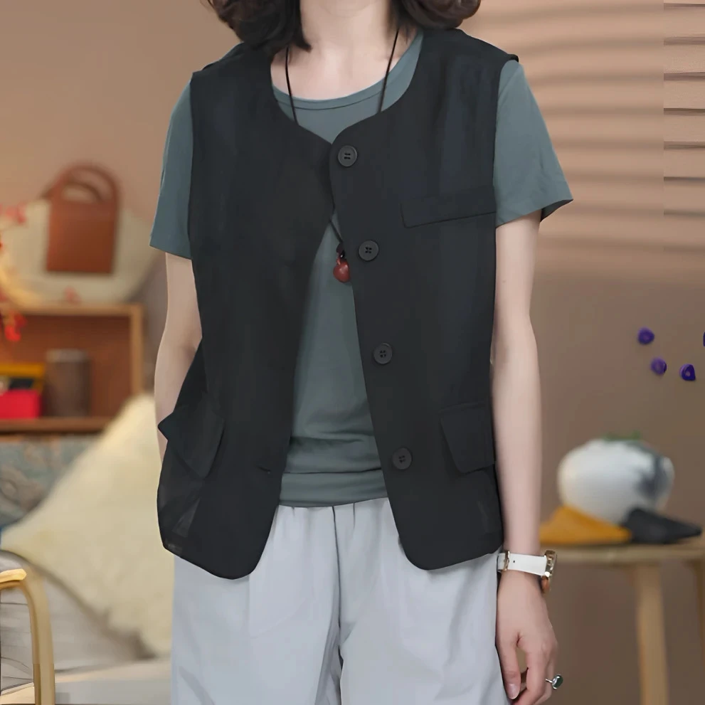 网纱马甲女短款2025夏季新款薄款透气外穿显瘦马夹无袖背心女外搭