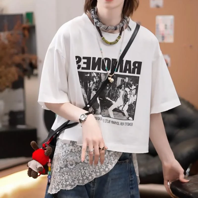 潮流韩系ins风时尚百搭t恤女2005夏季新款显瘦洋气宽松休闲上衣女