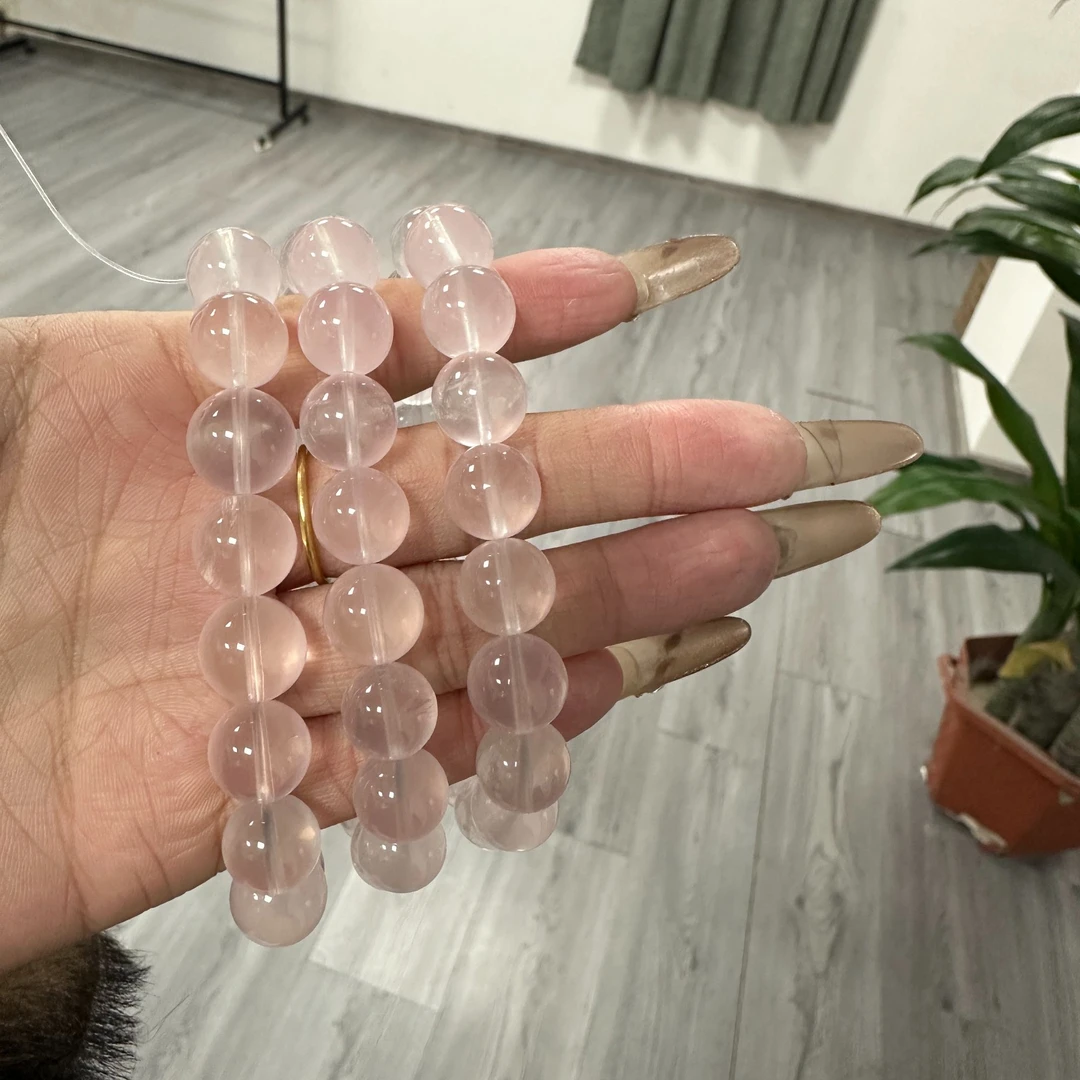 【粉水晶】8A天然星光马粉水晶手链六芒星光粉芙蓉石多样性发一