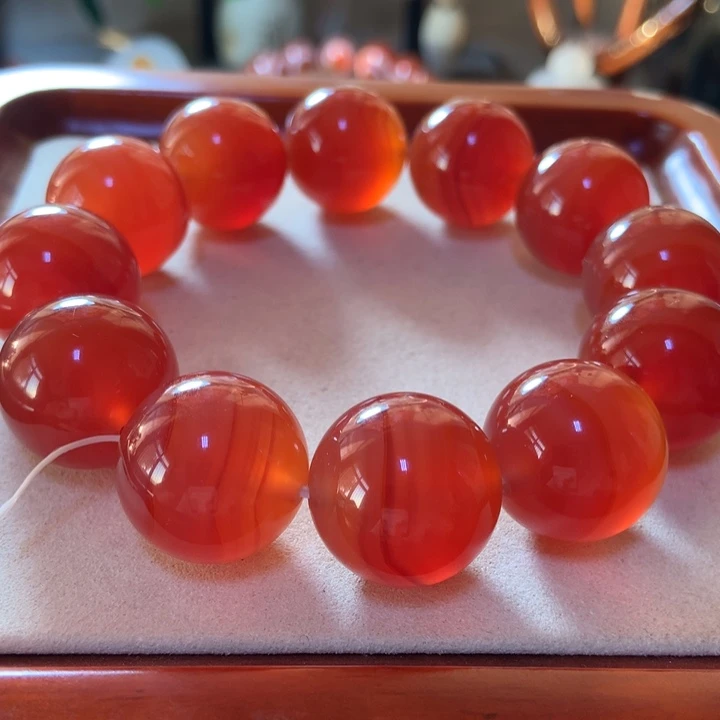 玛瑙/玉髓手串未镶嵌冰冻肉粉红