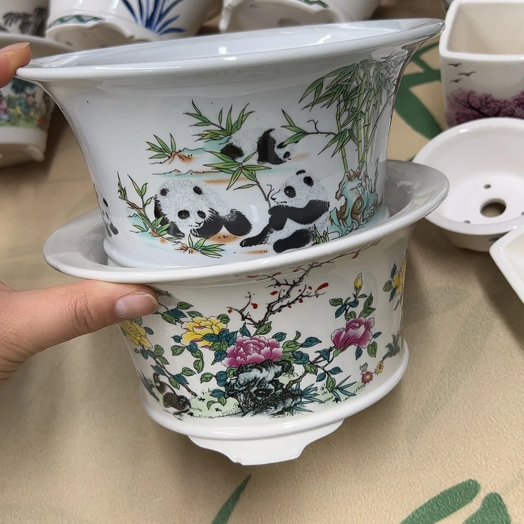 紫砂花盆350号瑕疵2个口不正处理介意勿拍19.5/10