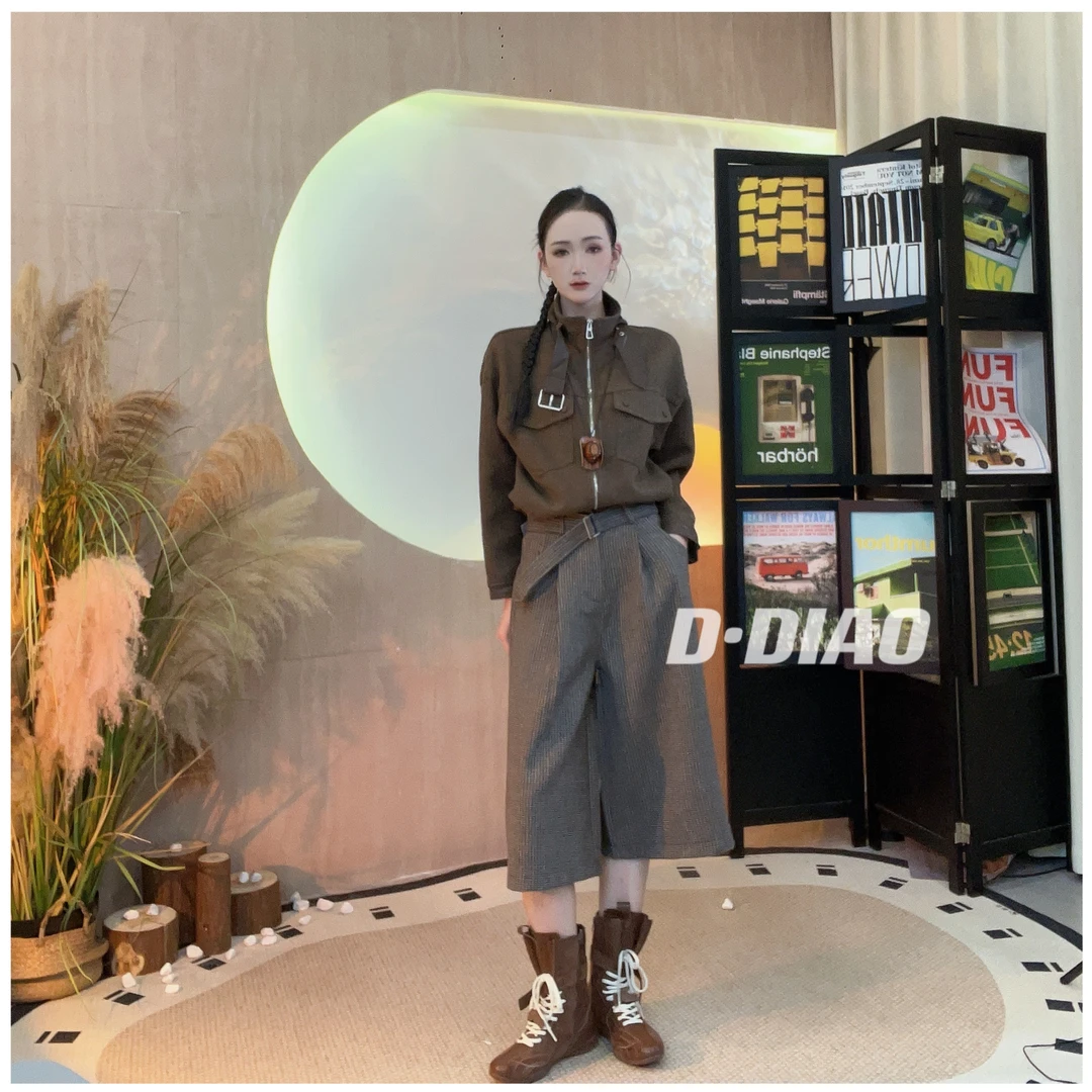 韩版时尚格子宽松休闲裤ddxn9955