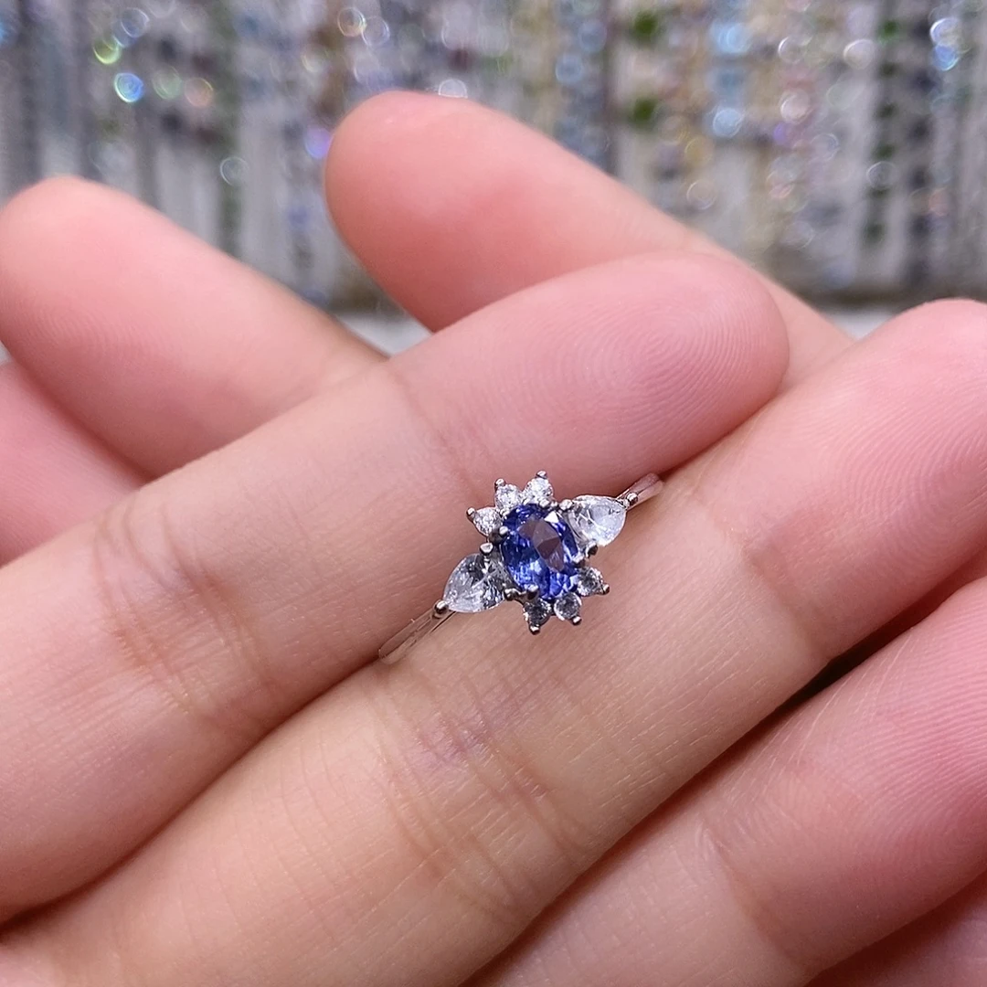 坦桑石银S925镶嵌戒指