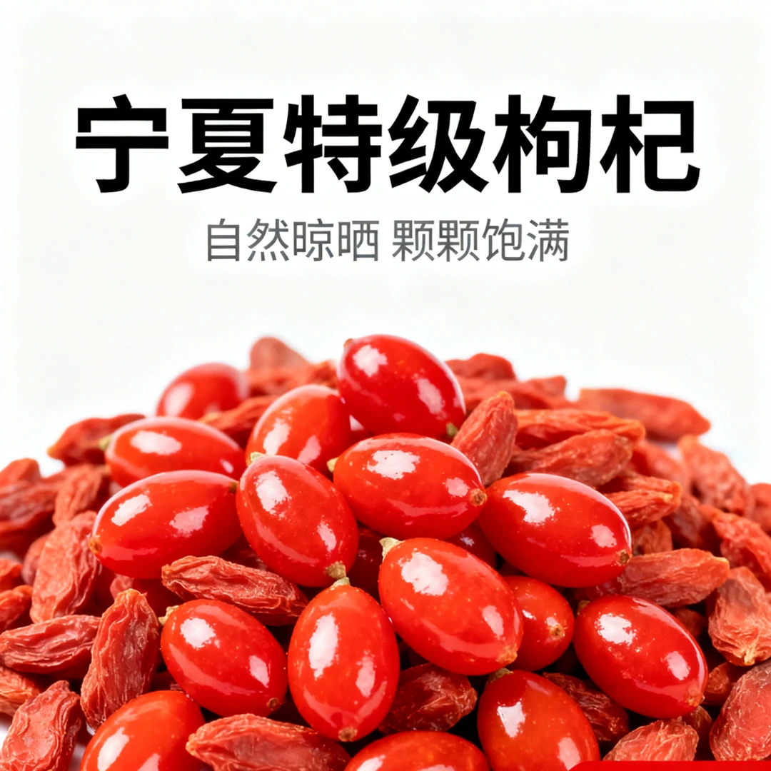 宁夏中宁头茬大果红枸杞自然晾晒无硫磺可煲汤泡酒干吃