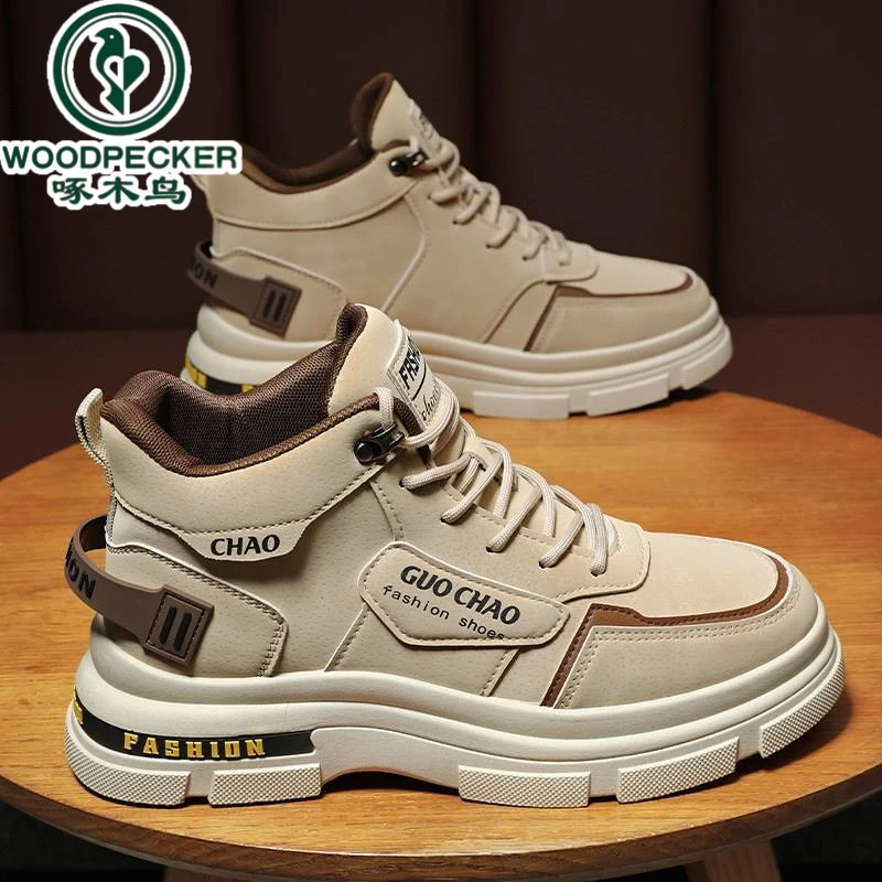 【正品】啄木鸟男鞋秋季防滑耐磨防水运动户外百搭潮流工装马丁潮鞋