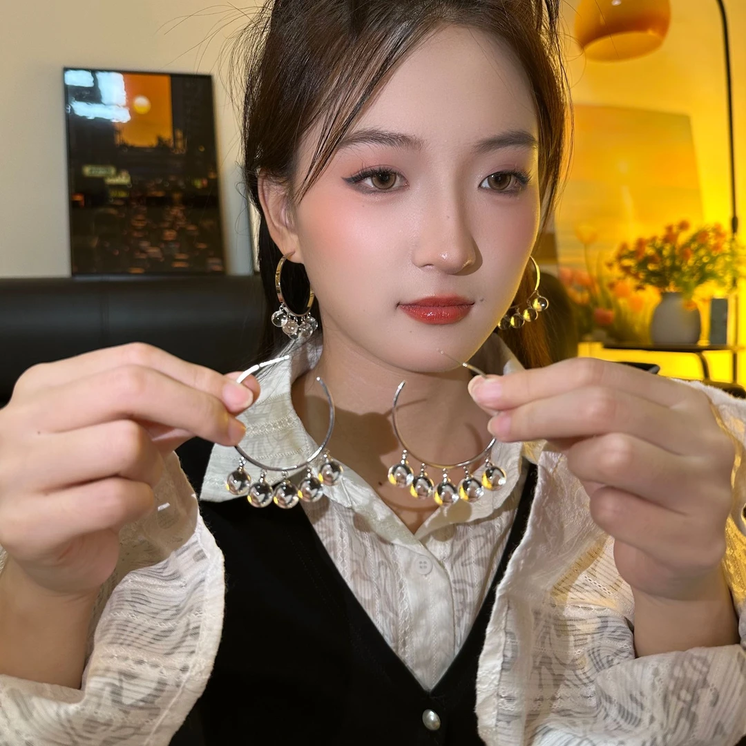 铜合金耳饰 「水晶流光」圈圈耳环简约百搭气质耳饰小众高级耳坠