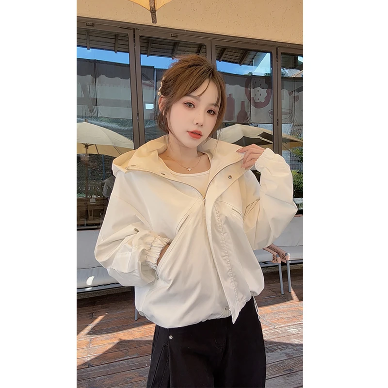 2025秋季新款短款百搭冲锋衣工装外套设计感小个子bf休闲夹克上衣