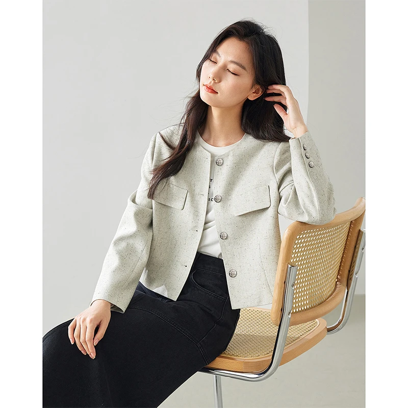 *梵希蔓气质舒适透气圆领单排扣开衫外套M5298/M9189