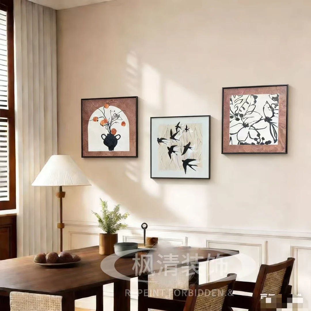 中古风客厅装饰画新款沙发背景墙壁画法式复古餐厅挂画组合画403