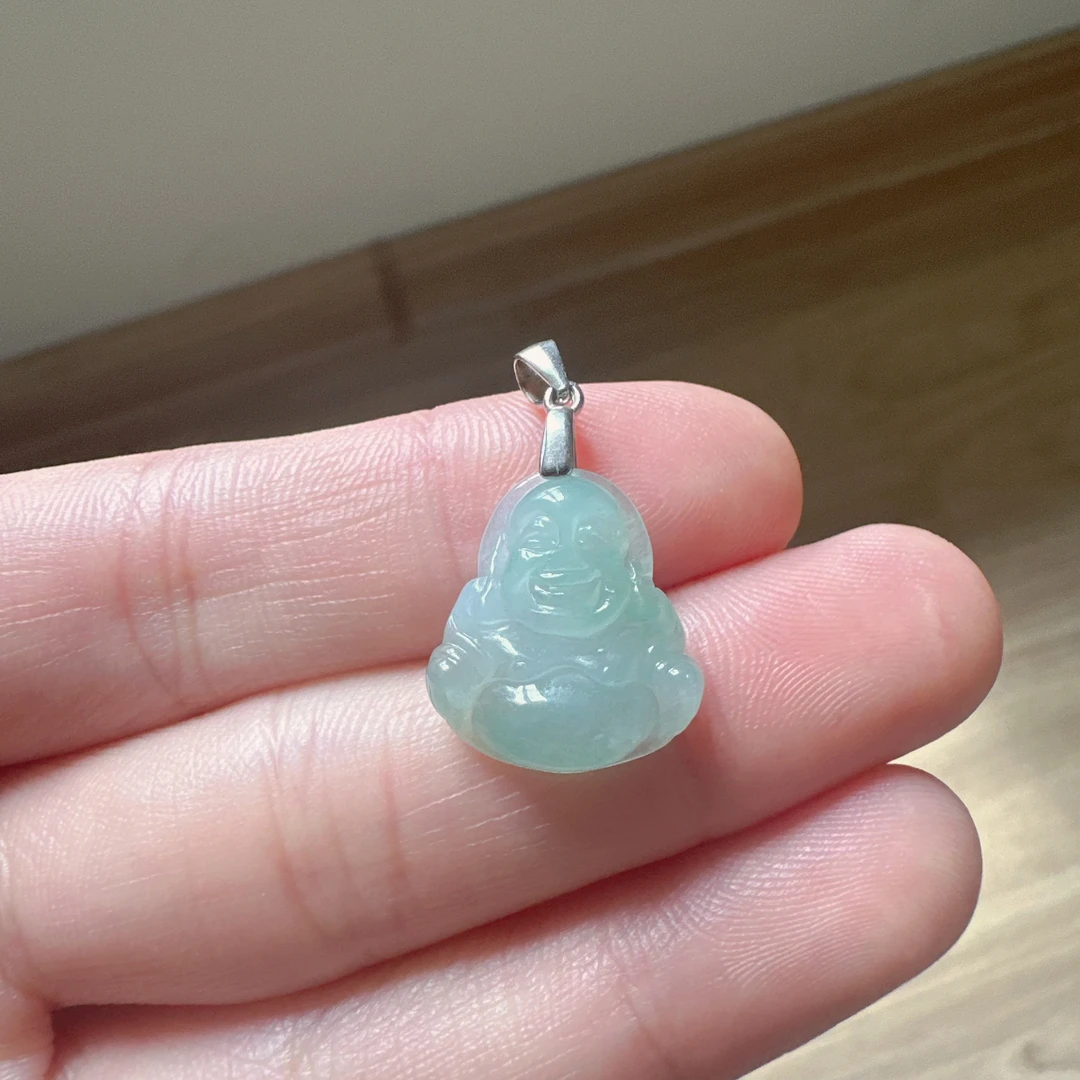 天然缅甸翡翠A货 佛公挂件 尺寸17.1*15.2*4.3