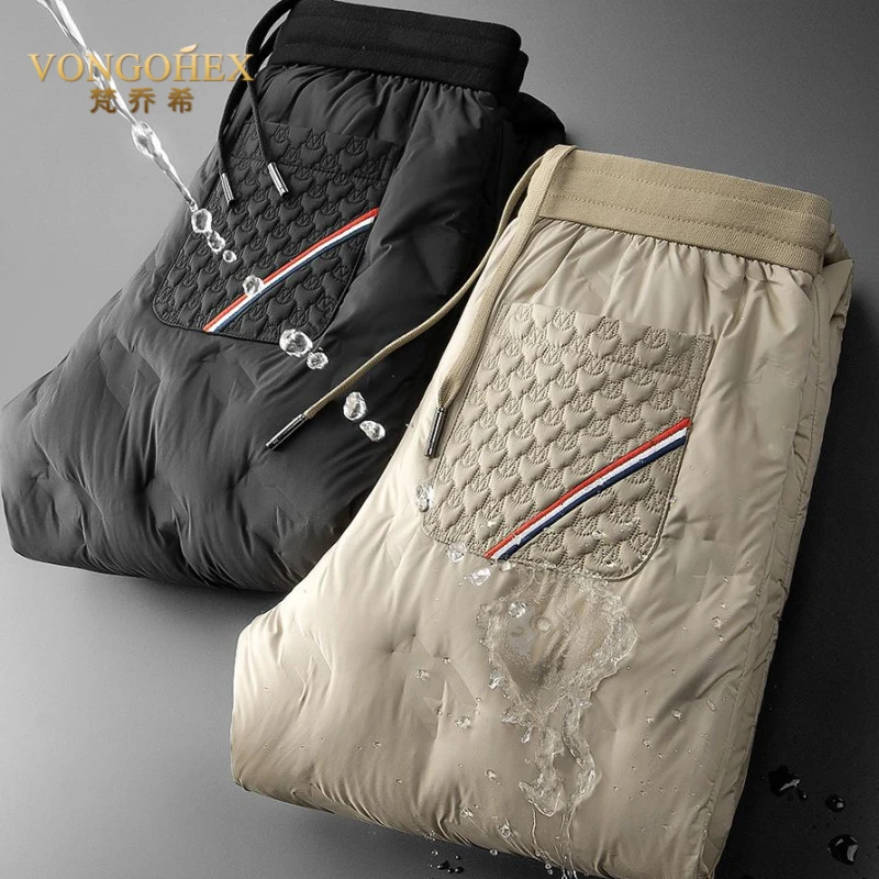 VONGOHEX冬季羽绒裤男士加厚御寒保暖白鸭绒户外防水外穿休闲裤子