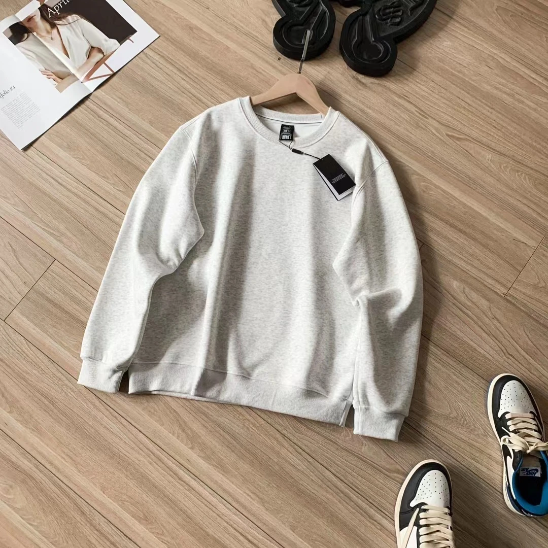 SC24095冬季加厚加绒发泡字母印花男女款百搭圆领套头卫衣