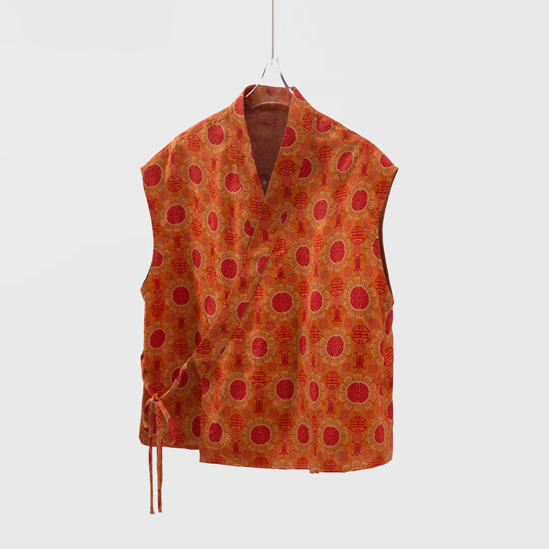 真丝香云纱花萝汉服系带短袖上衣100桑蚕丝连肩袖短外搭SY52126