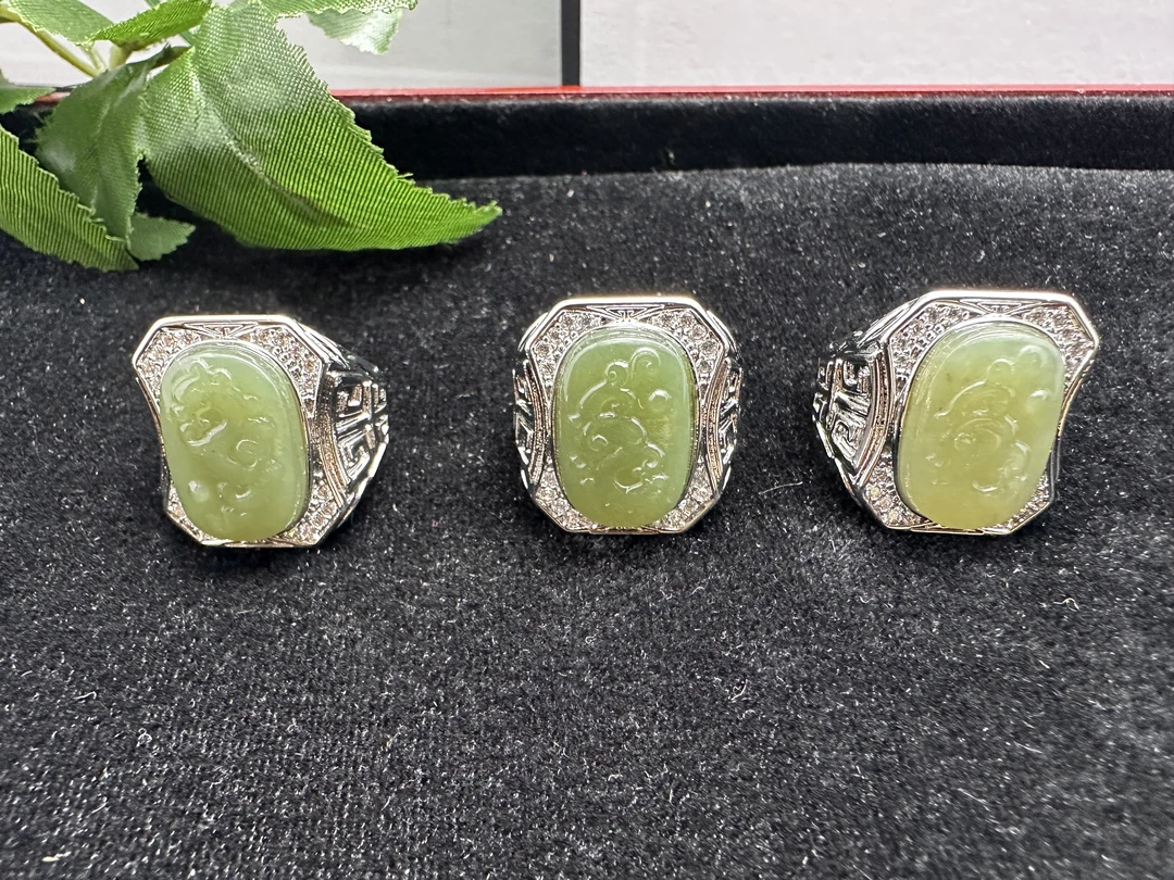 和田玉男士龙纹戒指（多样性发一件）