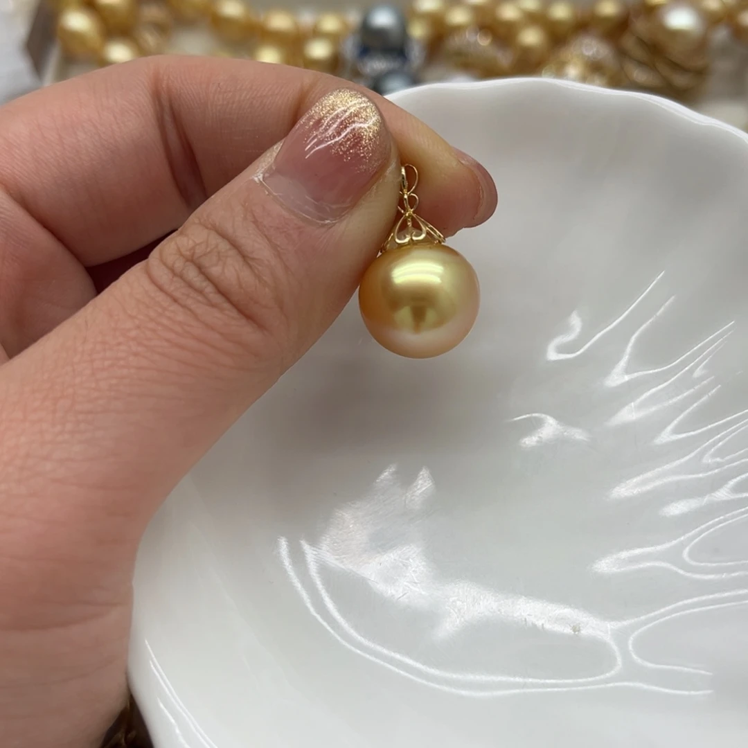海水珍珠18K金镶嵌吊坠(不含链)