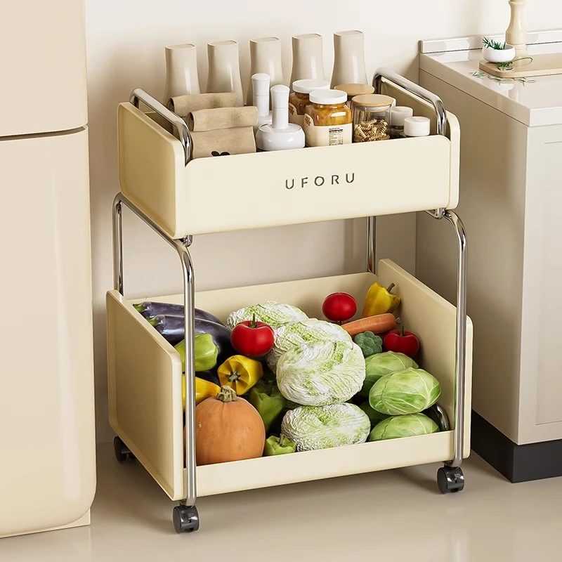 厨房置物架夹缝落地多层收纳架小推车多功能果蔬菜篮子储物架