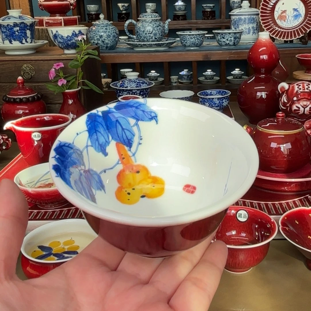 闻轩坊原矿郎红 内葫芦压手杯