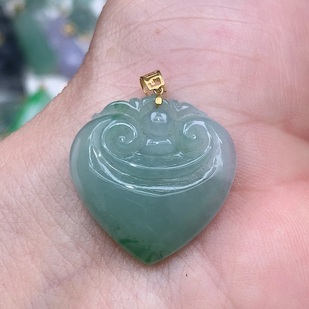 翡翠18K金镶嵌吊坠(不含链)