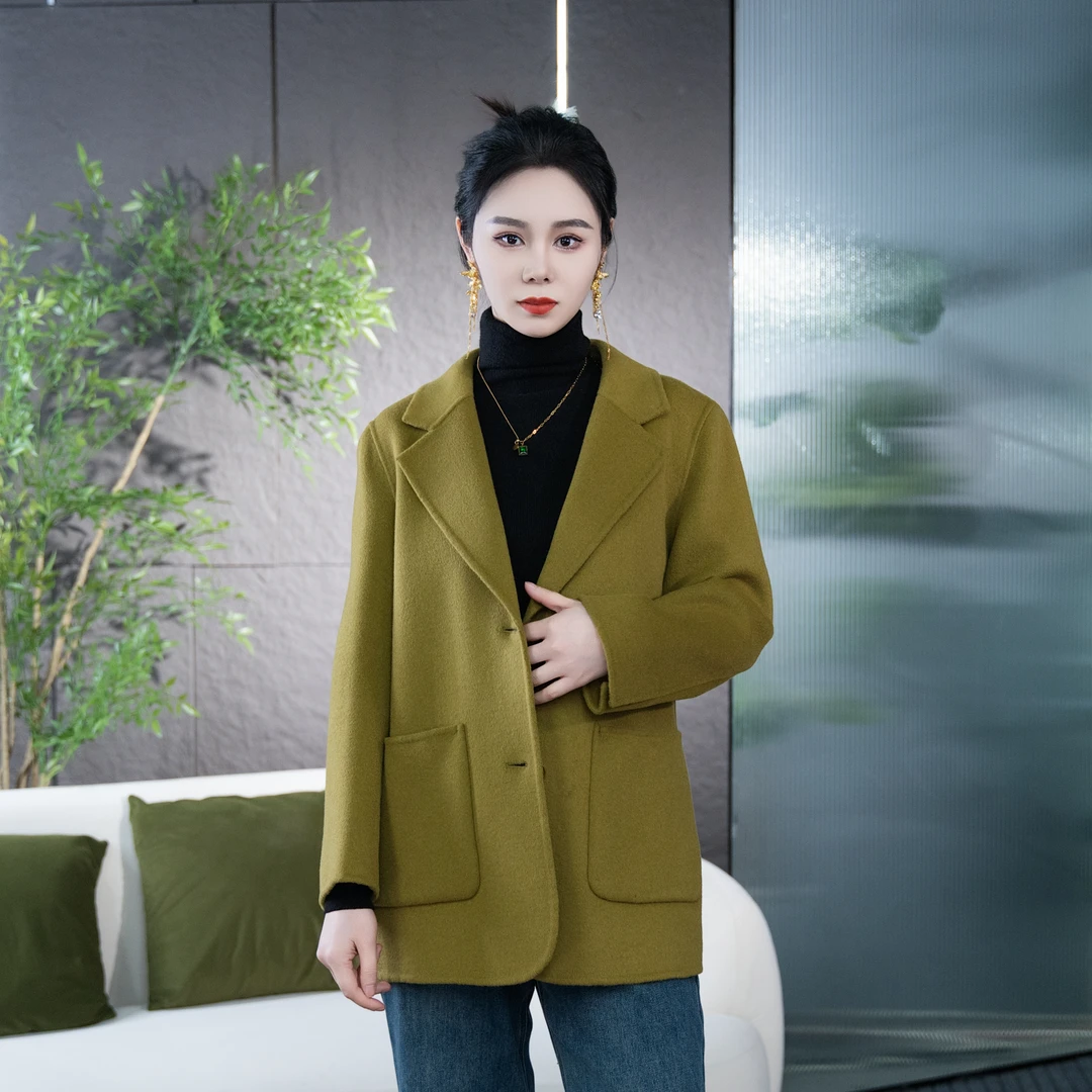 【丽爷】23002绿色毛呢外套