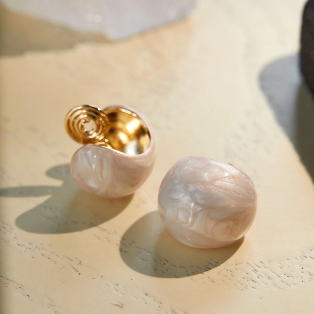 铜合金耳饰 拉丝圆球耳环女时尚设计感耳钉小众轻奢冷淡风耳饰