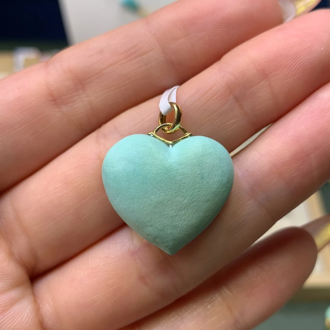 绿松石吊坠18K金镶嵌
