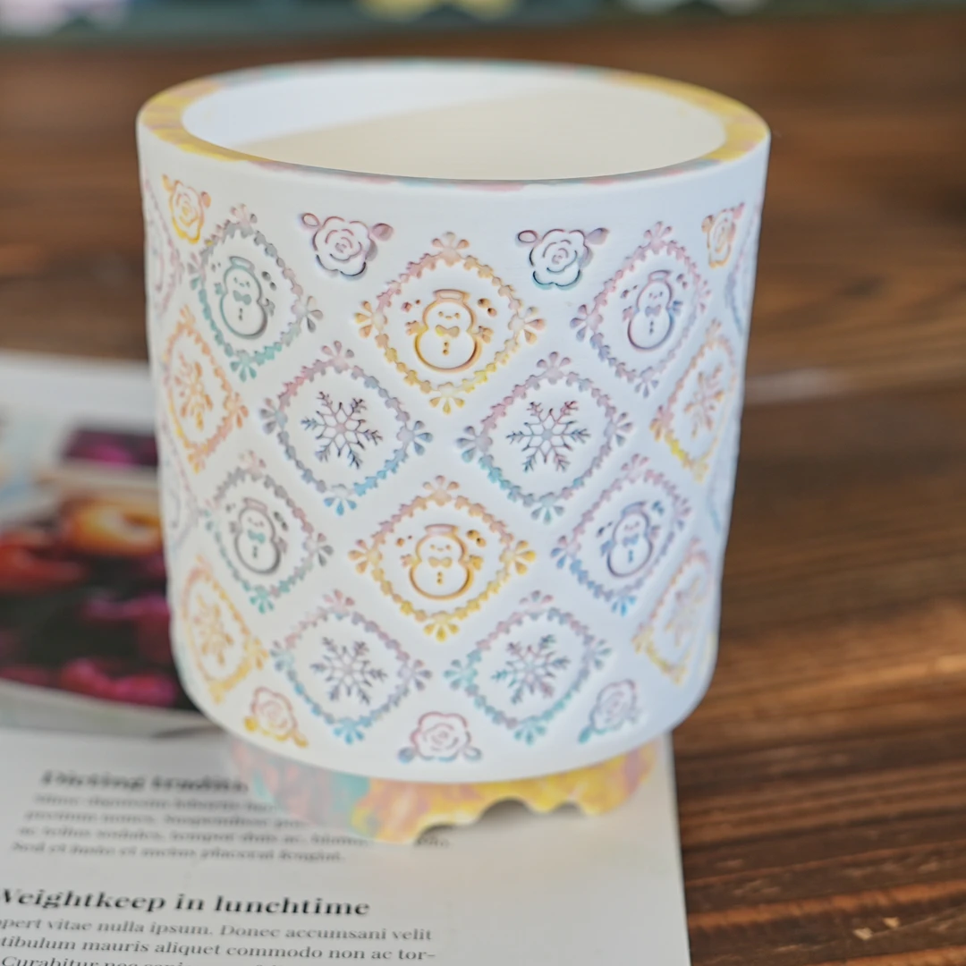 景德镇手工可爱多肉花盆有米繁花内口7.5cm外高9.8cm