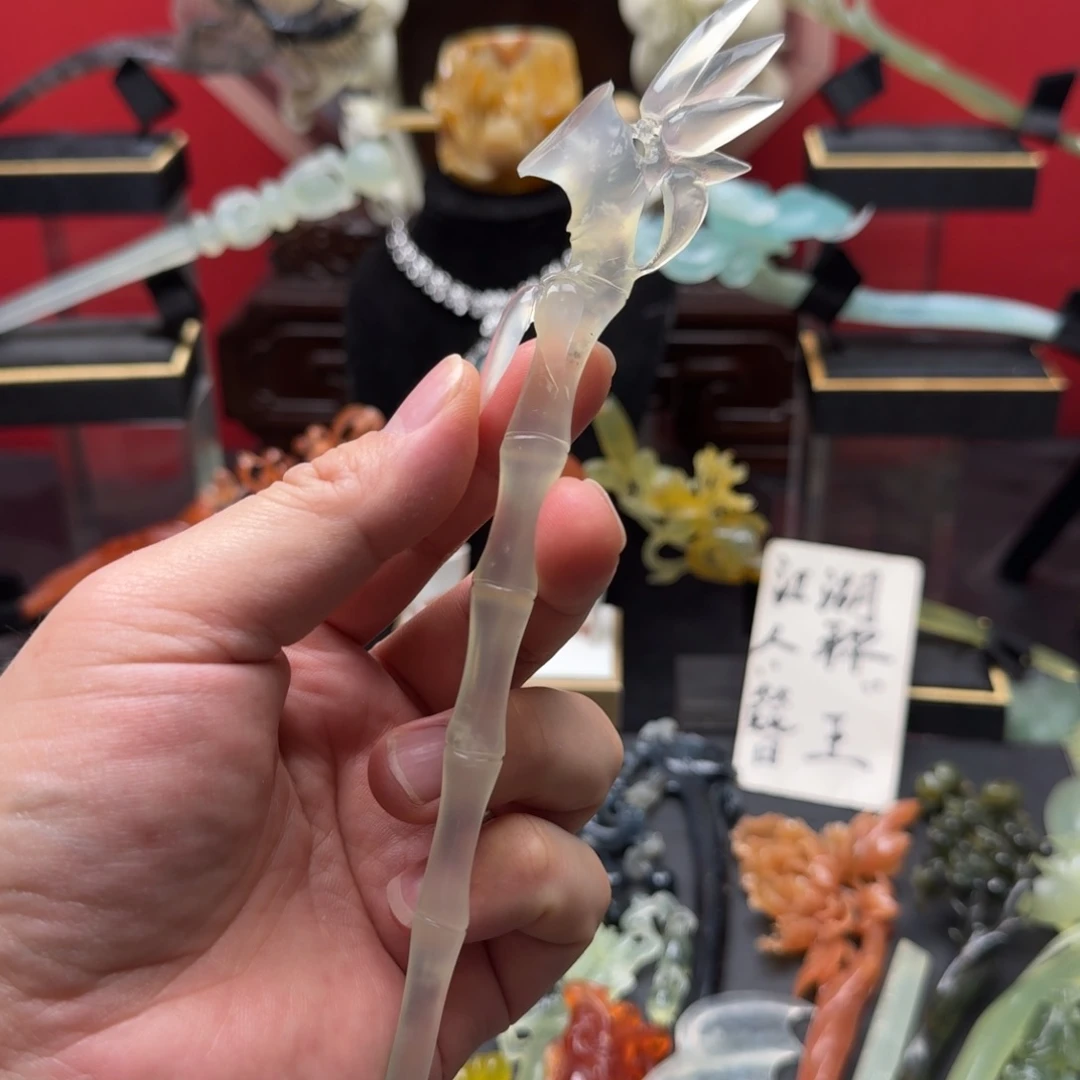 岫玉发饰未镶嵌明君玉簪就是好看