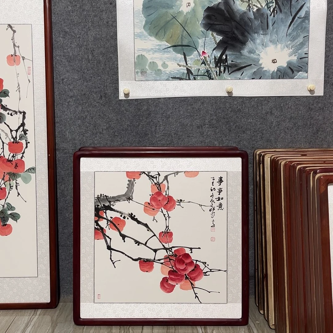 国画书画作品带框63×63