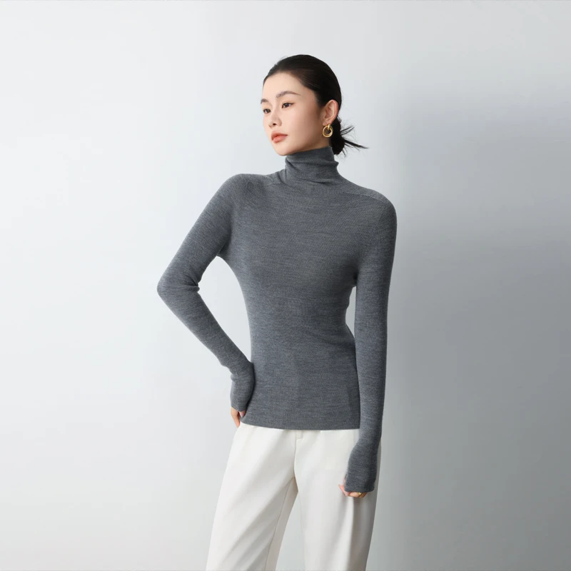 【新澳毛纱一线高领羊毛衫】冬季秋季针织衫秋冬轻职风透气Q2422