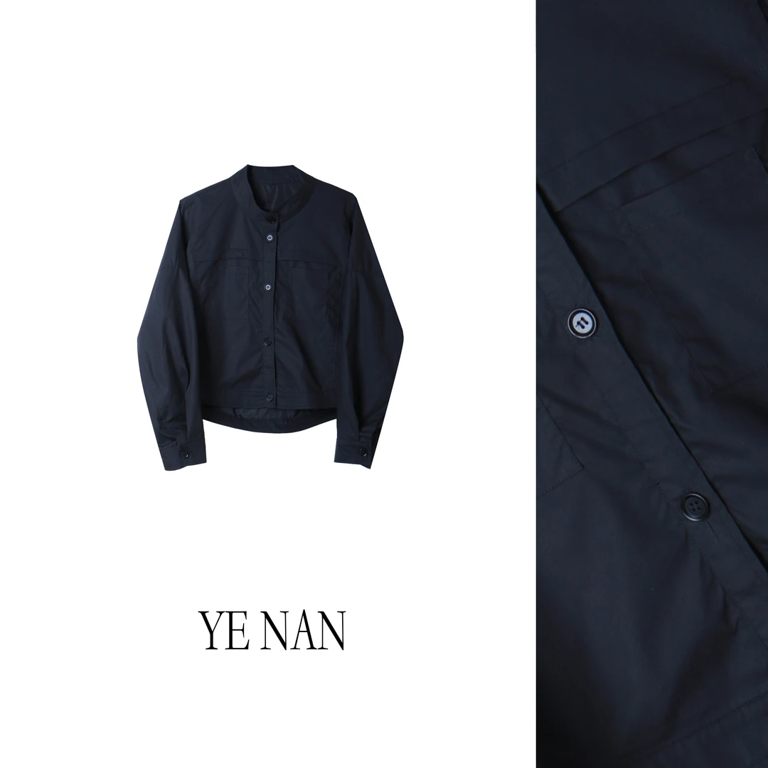 欧货立领薄款外套女上衣新韩版宽松休闲百搭长袖衬衣SY308