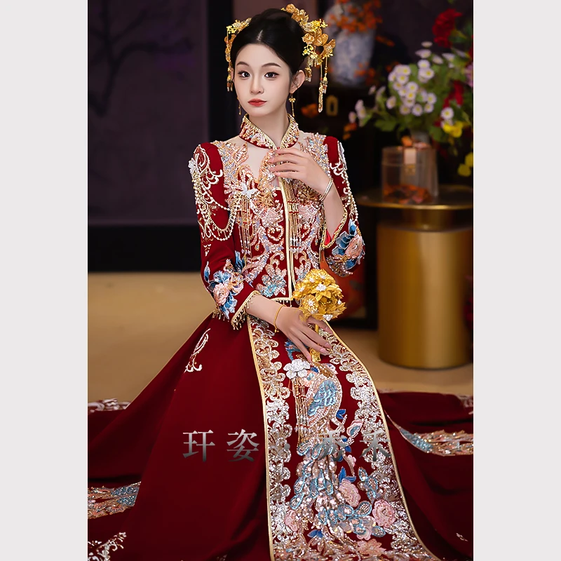 重工秀禾服婚服2025新款冬季龙凤褂出阁宴新娘嫁衣中式敬酒服礼服